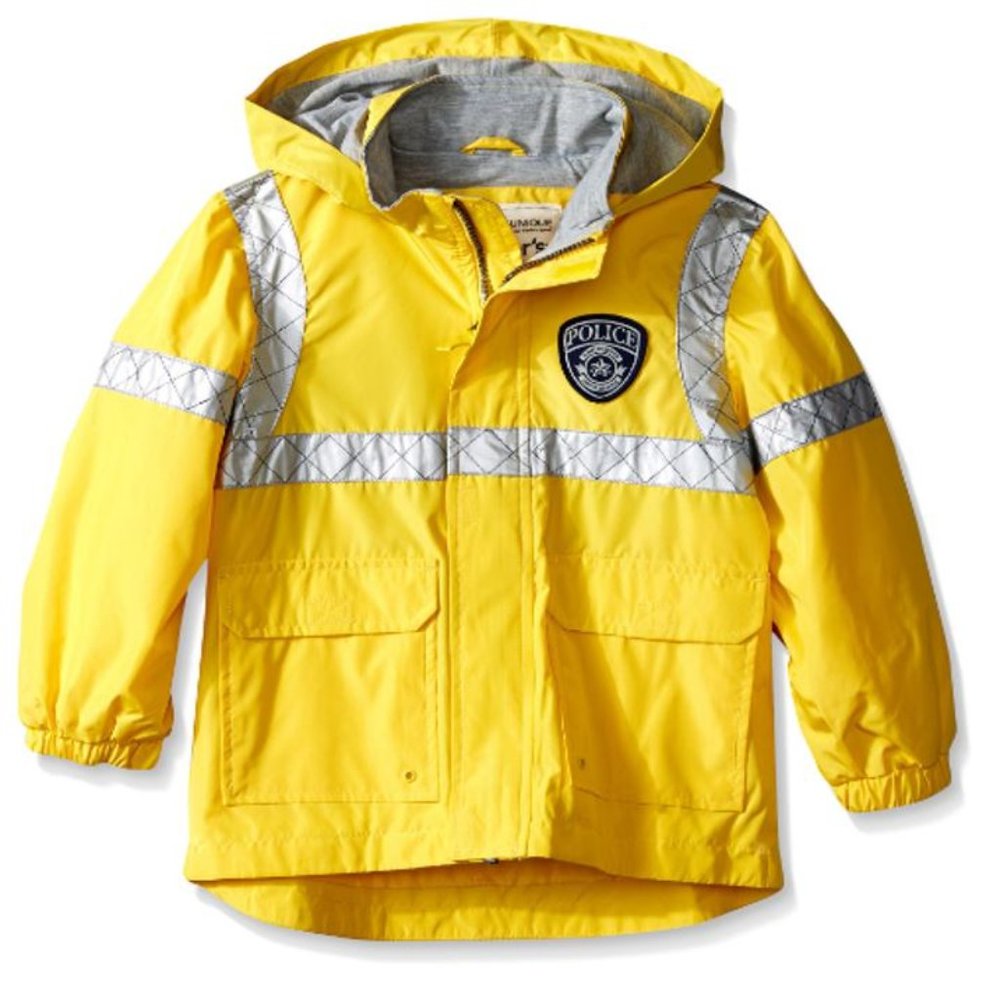 NWT Carter's Boys Rain Jacket POLICE PATROL Coat Reflective Fleece-Lined 12M